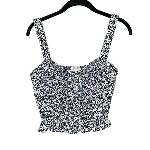Sienna Sky Tops - Sienna Sky Black & White Floral Print‎ Smocked Crop Top Tank Size L A32